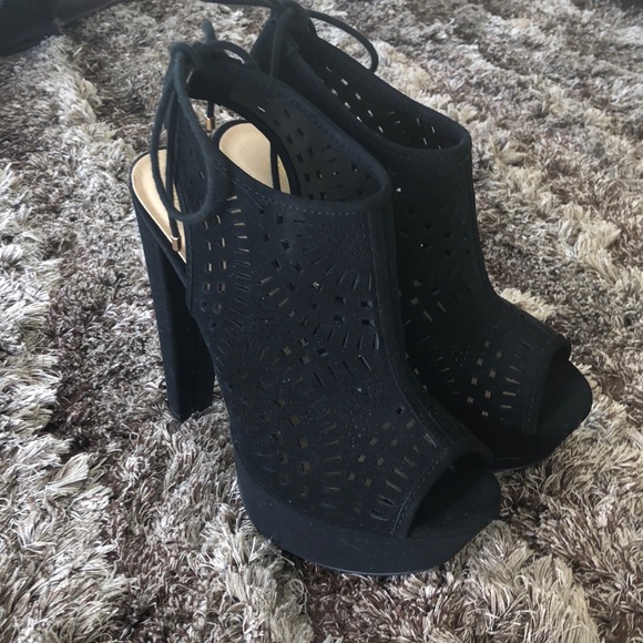 Anthropologie Shoes - NWOT Black Cut Out Thick Heel Platforms